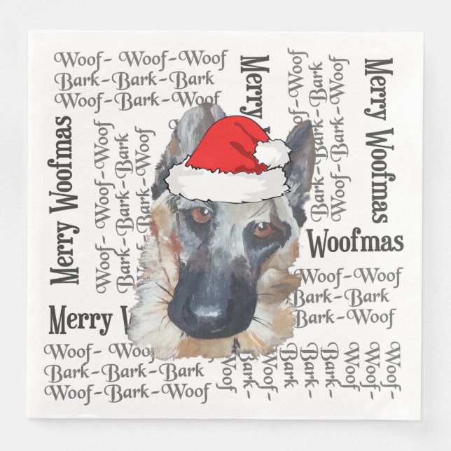 Christmas German Shepherd Santa Hat Napkin (Front)