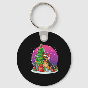 Christmas German Shepherd Santa Hat Xmas Men Women Key Ring