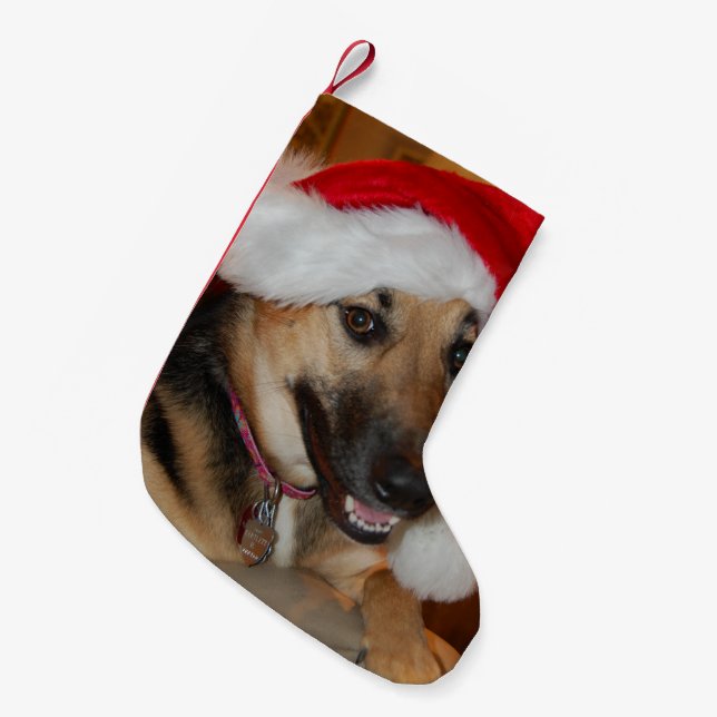 Christmas German Shepherd Small Christmas Stocking (Front (Hanging))