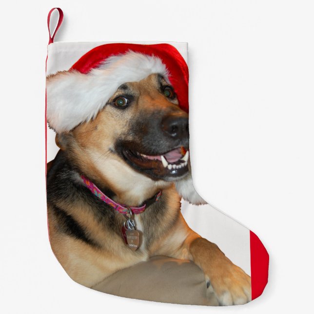 Christmas German Shepherd Small Christmas Stocking (Front)