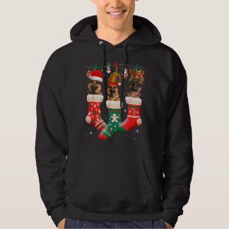 Christmas German Shepherd Sock Xmas Reindeer Santa Hoodie