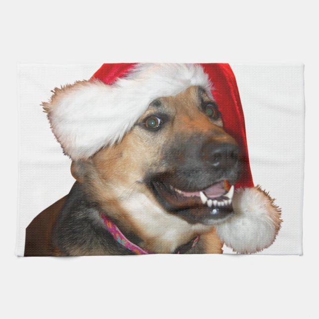 Christmas German Shepherd Tea Towel (Horizontal)