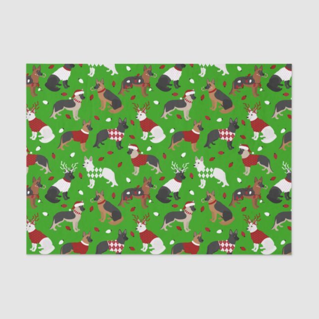 Christmas German Shepherd Tissue Paper (Front)