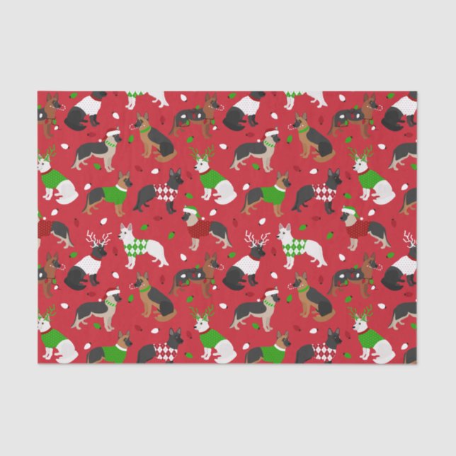 Christmas German Shepherd Tissue Paper (Front)