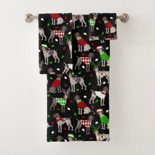 Christmas German Shorthaired Pointer Bath Towel Set