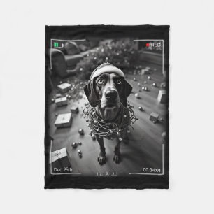 Christmas German Shorthaired Pointer Caught On Cam Fleece Blanket