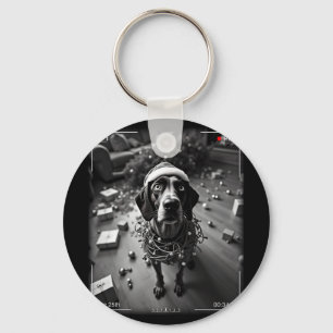 Christmas German Shorthaired Pointer Caught On Cam Key Ring