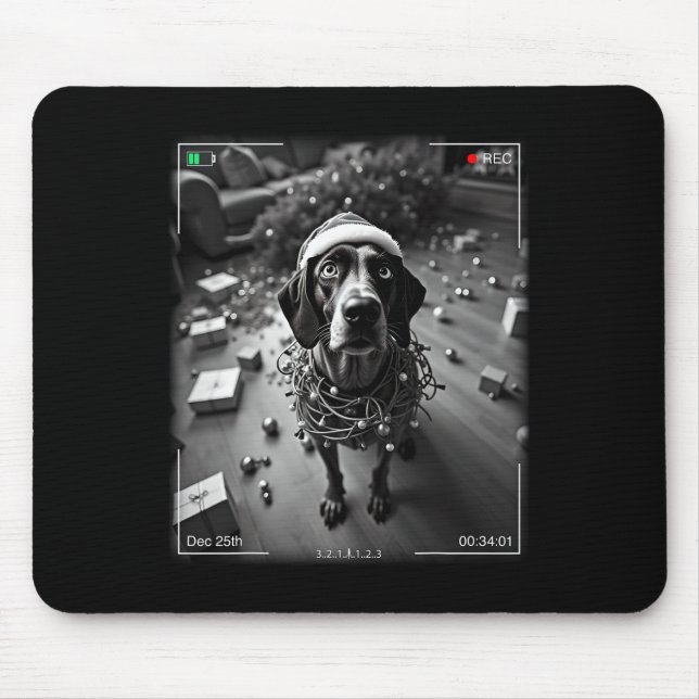 Christmas German Shorthaired Pointer Caught On Cam Mouse Mat (Front)