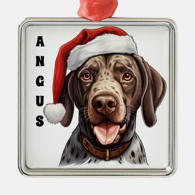 CHRISTMAS GERMAN SHORTHAIRED POINTER DOG METAL TREE DECORATION (Front)