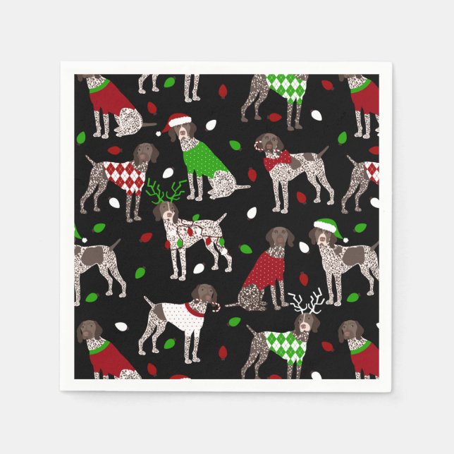 Christmas German Shorthaired Pointer Napkins (Front)