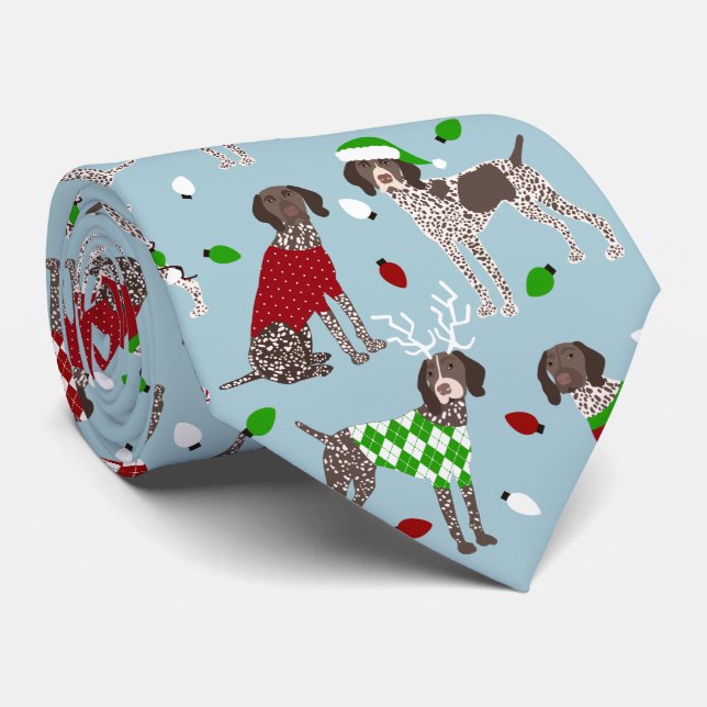 Christmas German Shorthaired Pointer Tie (Rolled)