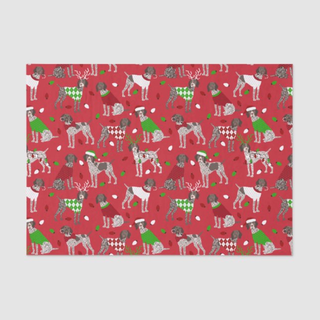 Christmas German Shorthaired Pointer Tissue Paper (Front)