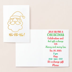 Christmas get together and gift exchange foil card