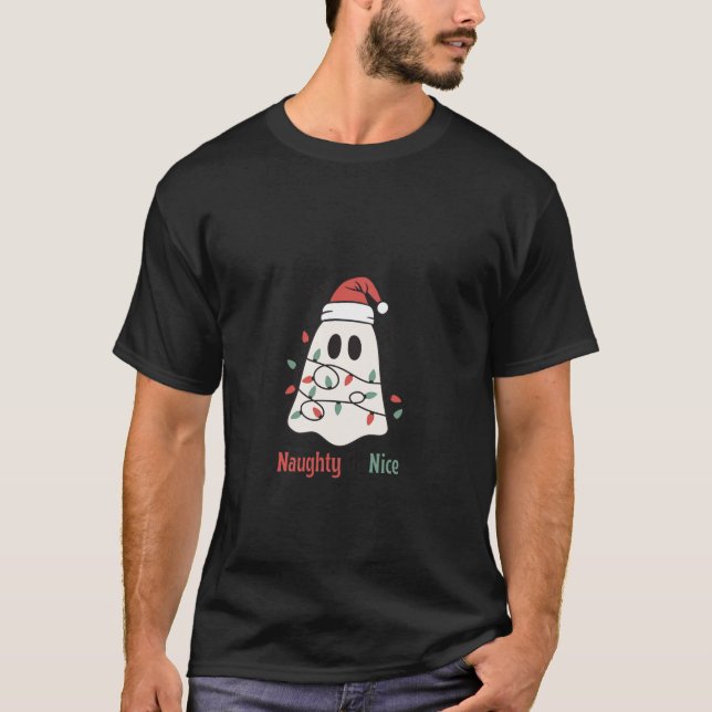 Christmas Ghost Naughty or Nice  T-Shirt (Front)