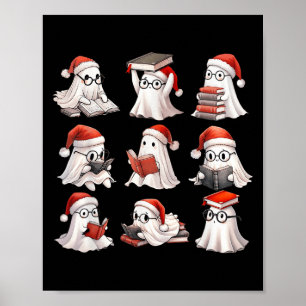 Christmas Ghost Reading Book Lovers Soky Ghost San Poster