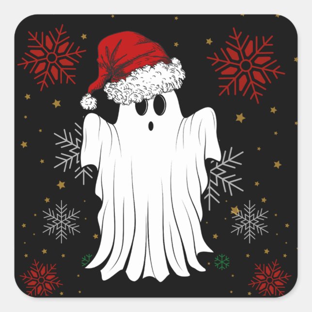 Christmas Ghost Square Sticker (Front)