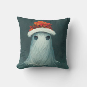 Christmas Ghost with a Santa Hat Cushion