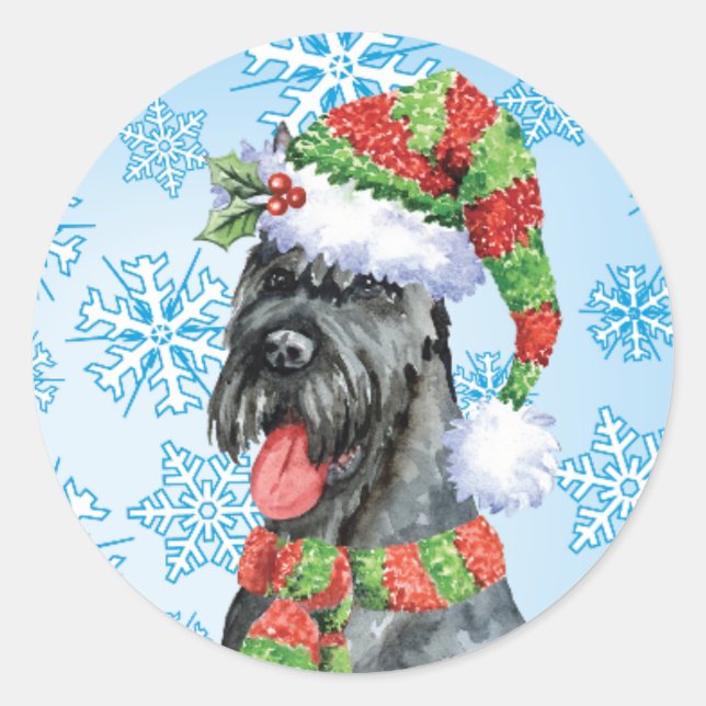 Christmas Giant Schnauzer Classic Round Sticker (Front)