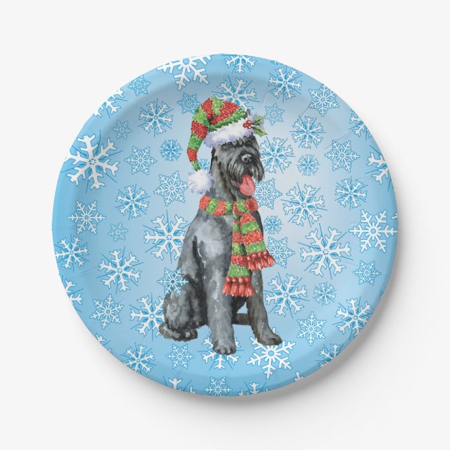 Christmas Giant Schnauzer Paper Plate (Front)