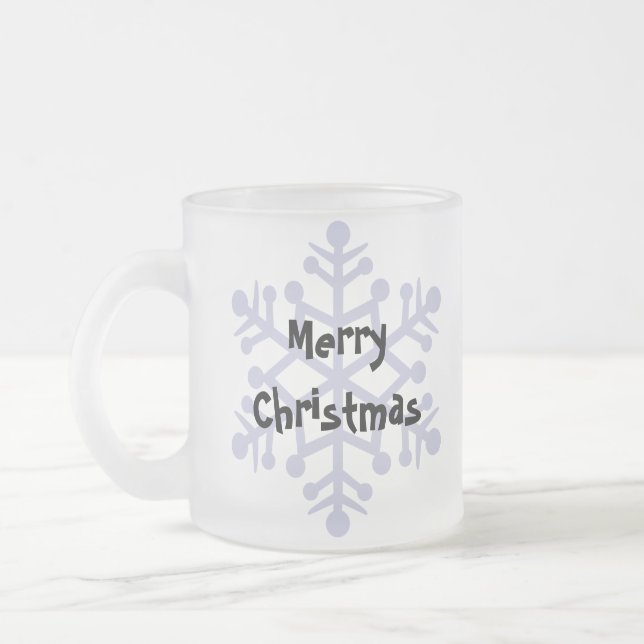 Christmas Giant/Standard/Miniature Schnauzer Frosted Glass Coffee Mug (Left)