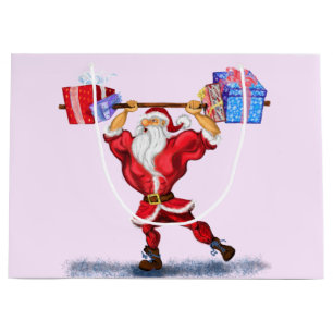 Christmas Gift Bag Funny Bodybuilder Santa