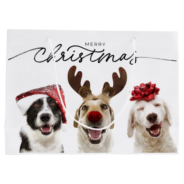CHRISTMAS GIFT BAG HAPPY DOGS CELEBRATING (Back)