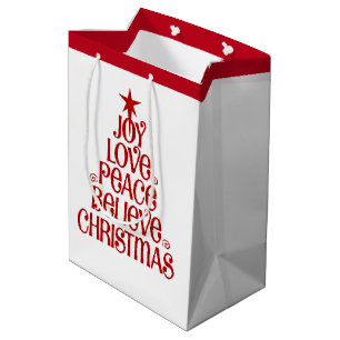 Christmas Gift Bag-Joy Love Peace Believe Medium Gift Bag