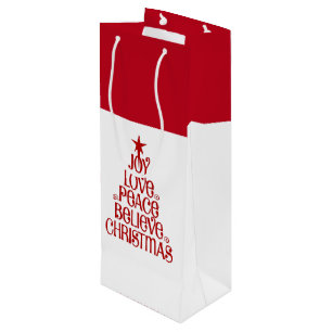 Christmas Gift Bag-Joy Love Peace Believe Wine Gift Bag
