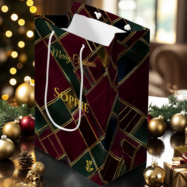 Christmas Gift Bag Luxury Geometric Gold Pattern (Creator Uploaded)