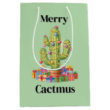 Christmas Gift Bag Medium- Merry Cactmus