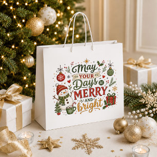Christmas Gift Bag Red Green Holiday Quote Art Joy