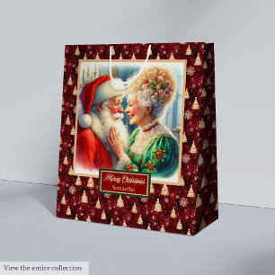 Christmas Gift Bag Santa & Mrs Claus Watercolor