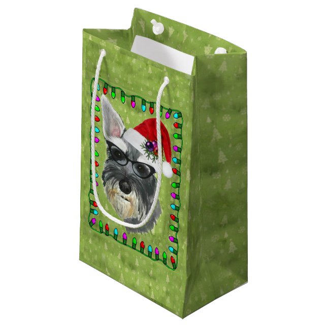 Christmas Gift Bag Small -- Schnauzer (Front Angled)