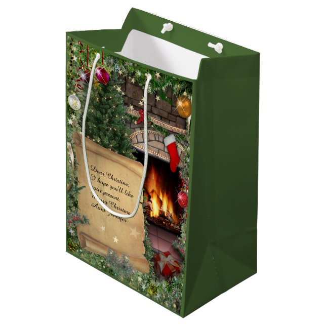 Christmas Gift Bag with Customisable Letter (Front Angled)