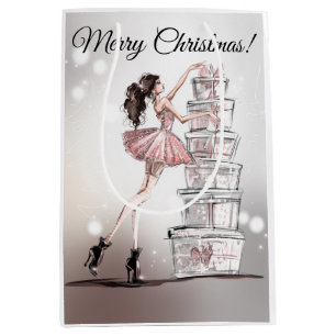 Christmas Gift Bag with Fashion Illustration.
