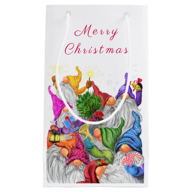 Christmas Gift Bag with Happy Gnomes Party (Front)