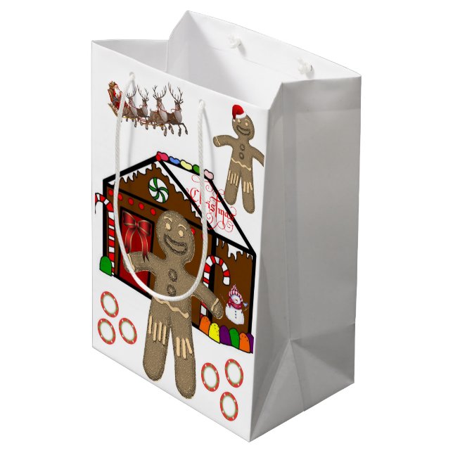 Christmas Gift Bags Gingerbread man (Back Angled)
