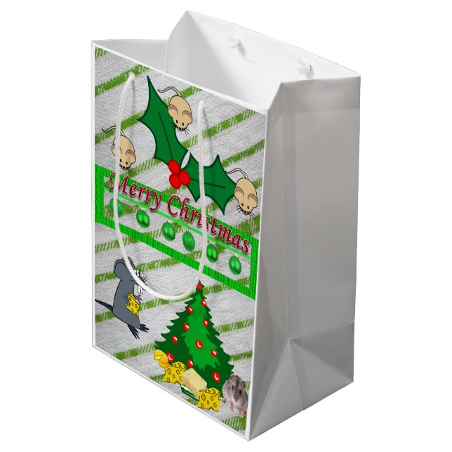 Christmas Gift Bags Mice (Back Angled)