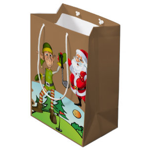 Christmas Gift Bags Santa Golfing
