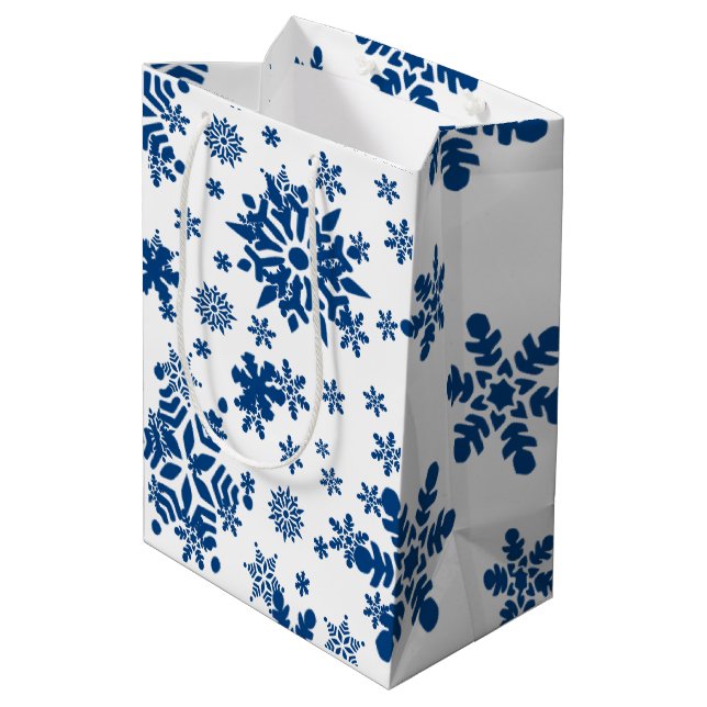 Christmas Gift Bags Snowflakes (Back Angled)