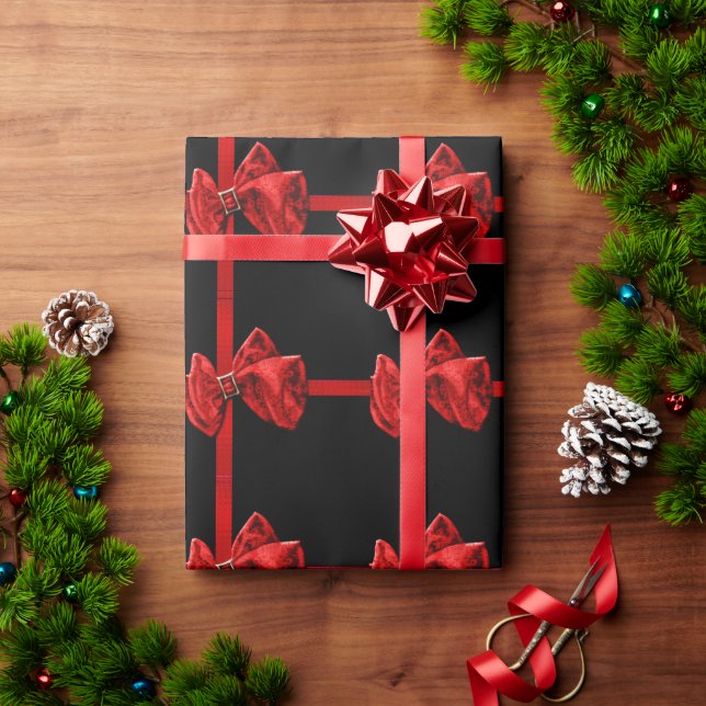 Christmas gift bow wrap traditional wrapping paper (Holiday Gift)