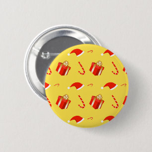 Christmas gift box Santa hat candy cane 6 Cm Round Badge