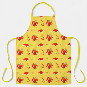 Christmas gift box Santa hat candy cane Apron