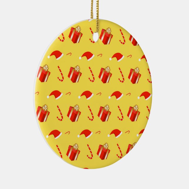 Christmas gift box Santa hat candy cane Ceramic Tree Decoration (Right)