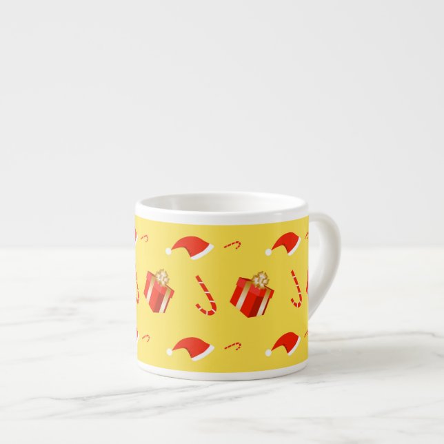 Christmas gift box Santa hat candy cane Espresso Cup (Front Right)