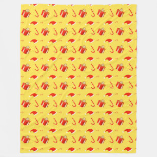Christmas gift box Santa hat candy cane Fleece Blanket