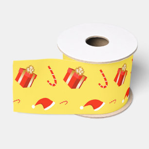 Christmas gift box Santa hat candy cane Grosgrain Ribbon