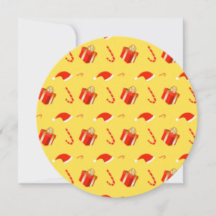 Christmas gift box Santa hat candy cane Holiday Card