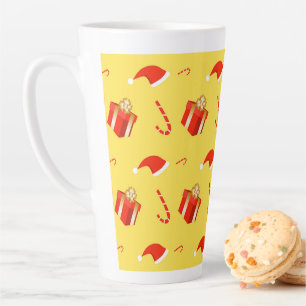 Christmas gift box Santa hat candy cane Latte Mug