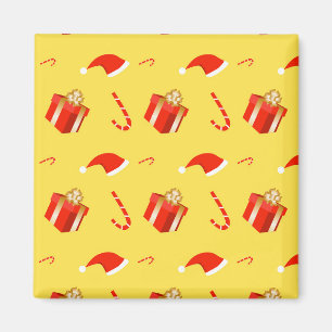 Christmas gift box Santa hat candy cane Magnet